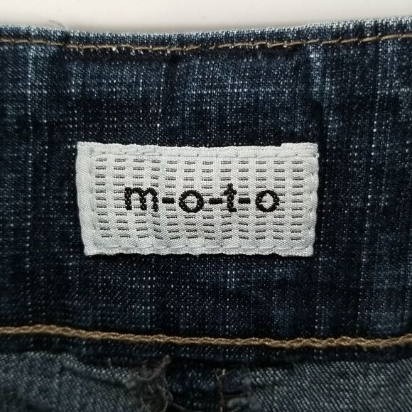 Moto Skirt Womens Size 12 Jean Blue Denim Pleated Button Zip Closure Pockets - Picture 7 of 9